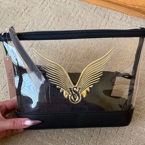 Victoria's Secret Black & Gold Wing Emblem Clear Pouch